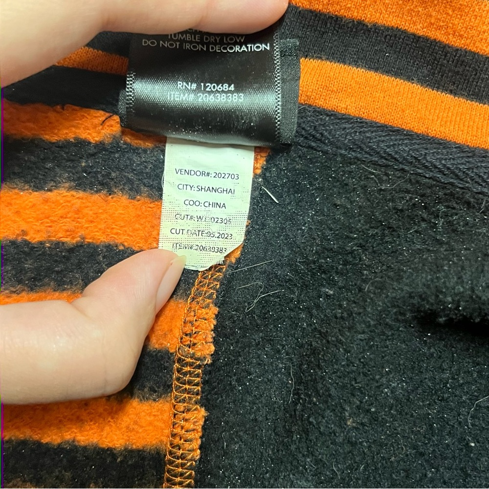 Skelanimals Diego Color Blocked Orange and Black Striped Hoodie - Picture 9 of 9